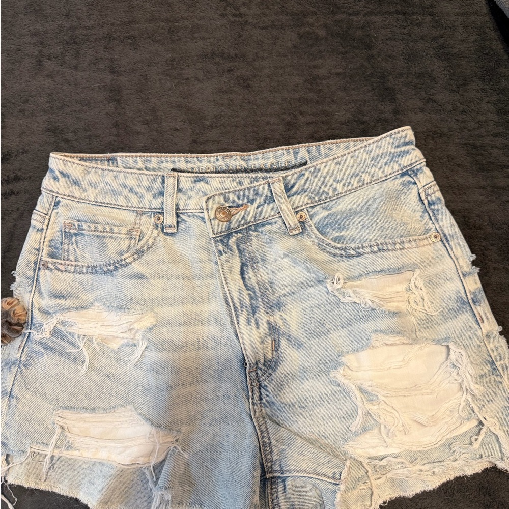 American Eagle Outfitters Ripped Light Blue Jean Shorts